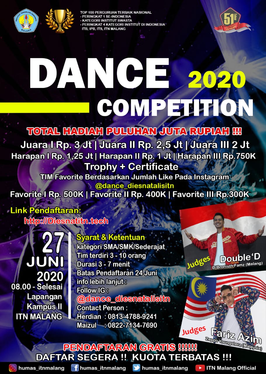 Dance Competition Itn Malang 2020 Itn Malang Institut Teknologi Nasional Malang Smart And Intelligent