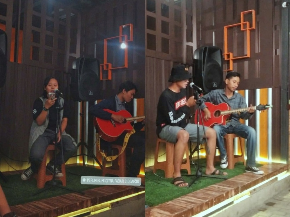 Live Acoustic Bantu Masamba Bangkit dari Musibah, di Warkop Ben Padang, Sidoarjo, menghadirkan musisi Sidoarjo, Ryncoustic dan HMKP feat SM. (Foto: Istimewa)  