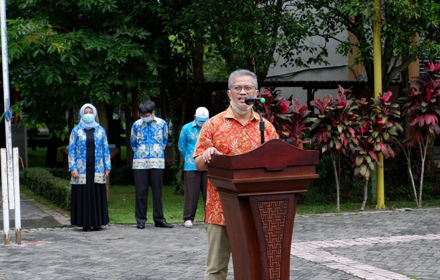 Ketua Yayasan P2PUTN Ir Kartiko Ardi Widodo, MT saat memberi sambutan dalam kegiatan koordinasi FTI ITN Malang di kampus 2, Jumat, (15/01/2020). (Foto: Mita/humas)