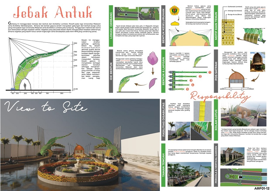 Desain Gapura “Jebak Antuk” masuk lima besar Sayembara Desain Gapura Universitas Mataram (Unram) pada awal Maret 2021 yang lalu. (Foto: Istimewa)